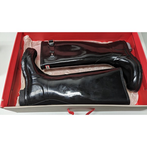 Hunter Original Tall Gloss Womens Black Rain Boots Sz 8 - Like NEW - Picture 8 of 8